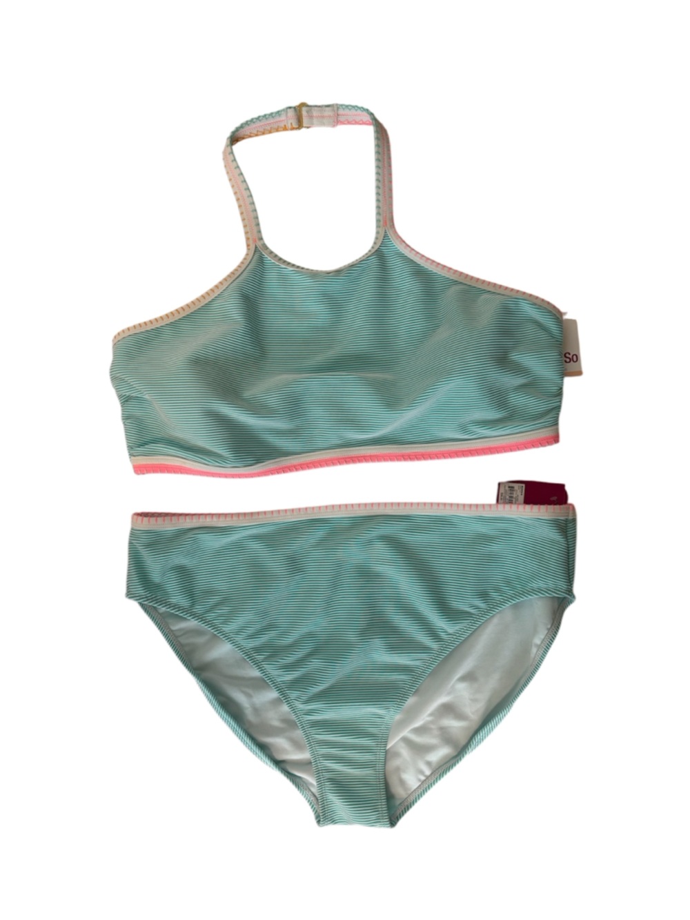 SO Aqua Two-Pc Swimsuit Ribbed Size 1X/2X *NEW*